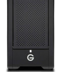Heavy Duty 144TB Thunderbolt 3 Storage Array With 2040MBPS Transfer Speeds front view with perforated design and logo.