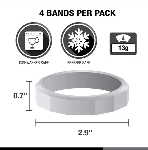 Rugged Plastic Mason Jar Screw Bands For Regular Mouth Lids Rust Free Replacement Rings showcasing 0.7" height and 2.9" diameter.