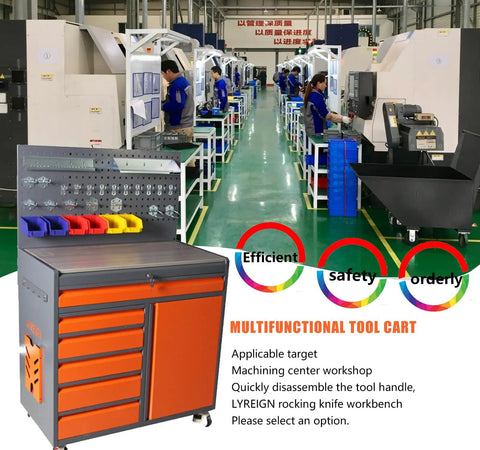 Heavy Duty Mobile Cutting Tool Organizer On Wheels With Belt Cold Rolled Steel CNC Tool Holder Cart for Warehouse Factory Garage.