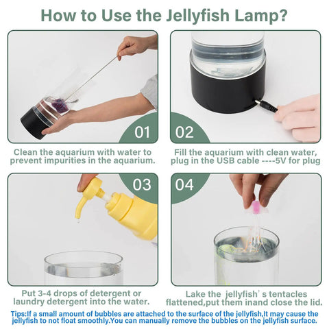Steps to set up Jellyfish Lamp Liquid Table Lamp With Remote Control Color Changing Night Light For Aquarium Tanks Kid And Adult Friendly Decor Awesome Gift For Christmas And Birthdays.