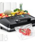 95KPa Vacuum Sealer Machine For Food Full Automatic With Double 12mm Heat Seal And Built In Cutter Bag Storage 10 In 1 Modes