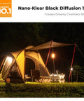 Camping scene with dreamy lighting using 49mm Black Diffusion 1/4 Filter For Cinematic Mist And Soft Skin Dreamy Highlights Lowered Contrast Ideal For Video Vlog And Portrait Photography 18 Layer Coatings For Superior Clarity And Rich Tones