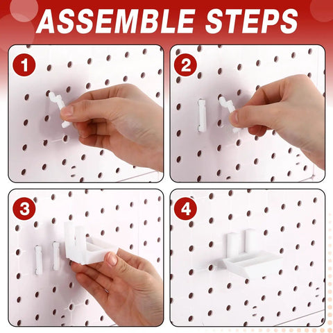 Assembly steps for Must Have 4 Pack Pegboard Plier Holders For Pliers And Scissors Durable Plastic Double Hole Tool Hangers