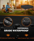 All Weather 36 Inch Square Patio Table Cover Waterproof Anti UV Outdoor Table Shield in waterproof stress test view.
