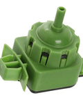 203843 Pressure Sensor Compatible With Speed Queen Washer Replaces AP6783077 202470 PS16982793, green plastic replacement part, side view.