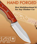 Enterprise Handmade Fixed Blade Hunting Knife with stainless steel blade and red wood handle for outdoor use