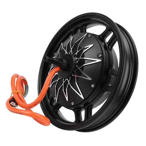 14 Inch Aluminum Alloy Hub Motor For Electric Scooter Upgrade 2000W To 5000W with orange wire and black rim design.