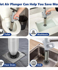 High Pressure Air Drain Plunger For Quick Toilet Clogs And Drain Unclogging Easy To Use No Plumber Needed Portable Bathroom And Sink Unblocker for toilets, washbasins, floor drains, and sinks in use.