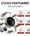 Pair Rear Wheel Bearing And Hub Assembly Fits Acura TSX 2009 To 2014 And Honda Accord 2008 To 2012 Plug And Play Direct Fit Replacement