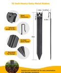 Heavy Duty Landscape Edging Stakes 20 Pack, 10 Inch 2mm Thick High Carbon Steel Anchoring Spikes, featuring rounded tip and arched back