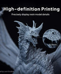Close-up of dragon resin model detailing, printed with Saturn 4 Ultra 16K Resin 3D Printer for ultra-crisp details and smooth surfaces.