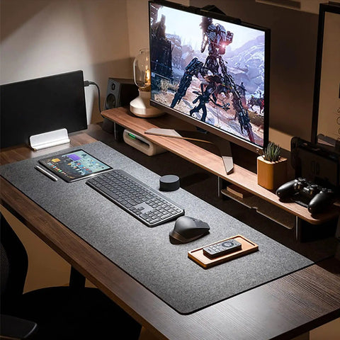 Massive 40x16 Inch Felt Desk Mat Non Slip Keyboard And Mouse Pad For Office Desk Protect Your Surface And Keep Your Gear In Place
