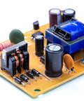 Close-up of an electronic circuit with various components on Double Sided FR4 Copper Clad PCB Boards 150mm By 100mm 2mm Thick Pack Of 2