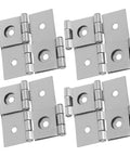 Set of Four Silver Iron Dual Action Swing Door Hinges for Screens and Furniture, 25mm Hole Spacing and 4.3mm Hole Diameter