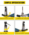 Electric Metal Nibbler 625W Cutter With 1000 RPM High Speed Rotor, assembly instructions showing screw and needle replacement process.