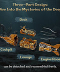 Steampunk Nautilus Submarine Building Kit With Gear Linked Propeller Modular Three Section Design Mini Boat And Undersea Adventure Scene
