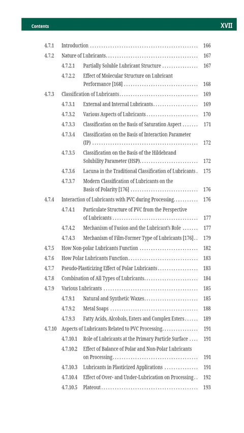 Table of contents from Vinyl Chemistry Mastery Second Edition A Practical Handbook On PVC From Monomer Manufacture To Polymerization