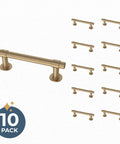 Francisco 10 Pack Cabinet Pulls 3 Inch Hole Center Handles Champagne Bronze Hardware for Kitchen Cabinets Doors Drawers