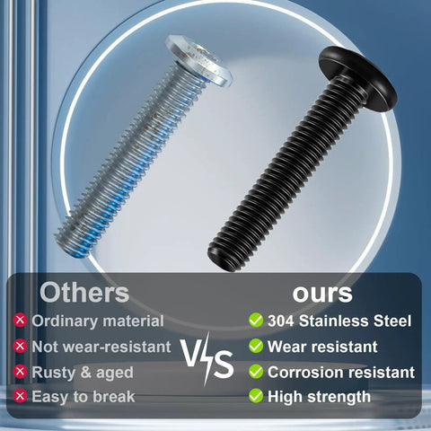 Comparison of Top Drawer High Quality M6 X 25MM Flat Head Hex Socket Cap Screws 304 Stainless Steel Black Oxide Bolt Set.