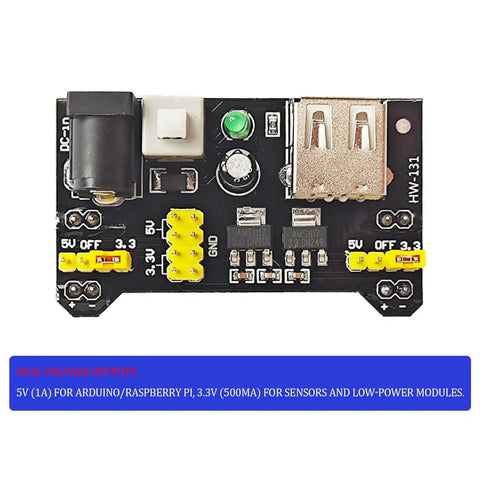 Flexible Wires Included In A Breadboard Kit With 9V Power Module And Dual 5V And 3.3V Outputs For Arduino IoT And STEM Projects Includes 3 Color Coded 170 Tie Point Mini Boards For Quick Prototyping And Easy Debugging.