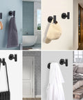 Bathroom with Sturdy Stainless Steel Towel And Robe Hooks Wall Mount Set Satin Matte Black Rust Proof SUS 304 Hook Rack