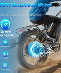 Rear view of All-Terrain Fat Tire Electric Bike For Adults With 1500W Peak Power 30 MPH Top Speed 60 Mile Range in motion