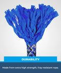 Close-up of fray-resistant blue material of 8mm Sewn Prusik Loop For Climbing Rigging And Rescue CNC Stitched Rope Loop