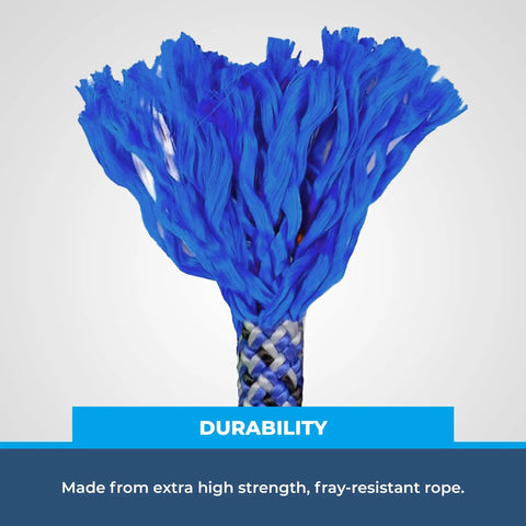 Close-up of fray-resistant blue material of 8mm Sewn Prusik Loop For Climbing Rigging And Rescue CNC Stitched Rope Loop