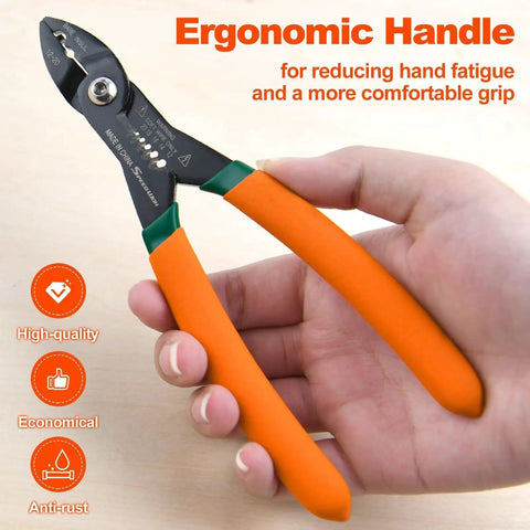 4 In 1 Electricians Pliers With Wire Cutter Crimper Gripper And Stripper 7 Inch Compact Pliers with ergonomic handle in hand