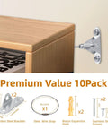 Rock Solid Furniture Anchors 10 Pack Anti Tip Wall Straps For Baby Proofing Dressers Cabinets Secure Up To Four Hundred Pounds, stainless steel brackets and wire strap.