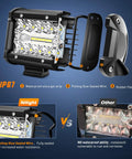 4 Inch 60W LED Pod Light Bar With Triple Row Flood And Spot Combo showcasing waterproof components and IP67 rating
