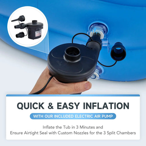 Inflatable Adult Bathtub With Free Standing Design And Foldable Portable Frame Includes Electric Air Pump for quick inflation