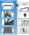 Comparison of heavy duty folding grocery cart with soft handle and reinforced bottom vs others with rough handle and simple bottom