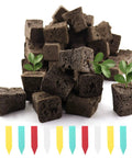 Seed Starter Plugs Kit With Rapid Root Sponges And 60 Colorful Labels For Organic Plant Starters And Hydroponics, plugs and labels shown