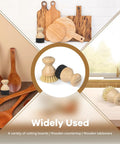 Top Tier Cutting Board Care Set Featuring Hella Sturdy Sisal Scrub Brush And Smooth Wood Oil Applicator For Kitchen Hardwood Conditioning And No Sweat Weekly Cleaning Routines with wooden kitchen tools.