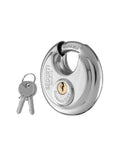 Five Pack Disc Padlocks Keyed Alike, Two And Three Quarters Inch Wide Stainless Steel 304 Round Locks With Brass Keys