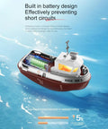 RC Tugboat Remote Control Boat For Pools And Lakes 2.4GHz Anti Interference with LED Lights and Rechargeable Battery in water