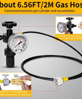 Hydraulic Nitrogen Accumulator Charging Kit with Three Pressure Gauges, Six Couplings and One Gas Hose for Hydraulic Systems