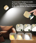Wall Sconce LED Battery Powered Light With Rechargeable 360 Degree Rotating Magnetic Ball shown in living room with settings display.