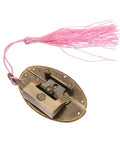 Antique Brass Key Hasp Lock For Wooden Boxes And Cabinets, vintage bronze toggle latch hardware with pink tassel, 63x42mm