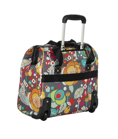 Underseat Rolling Carry On Bag With Pattern Design, Wheeled Cabin Tote For Easy Travel, Durable Polyester Build, ergonomic handle