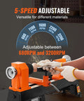 Person using Workhorse Benchtop Wood Lathe 10x18 Inch For DIY Woodworking 0.5 HP 370W Power With Five Variable Speeds on wood piece