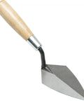 Archaeology Pointing Trowel With Leather Holster And Wood Handle, 5 X 2.5 Inch High Carbon Steel Blade, Heavy Duty USA Made, tool side view