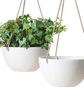 Cool White Hanging Planter Set, 8 Inch Indoor Outdoor Plant Pots With Drainage Hole, Pack Of 2 For Hanging Plants On Patio