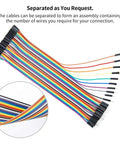 240-Piece Dupont Jumper Wire Kit With 10cm And 20cm Cables, 40-Pin M-F M-M F-F Connectors, rainbow ribbon wires shown.