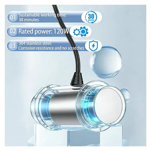 Top Tier Mini Ultrasonic Cleaner With Badass 40 Khz Cleaning Power For Sparkling Jewelry Glasses And Tiny Parts Featuring Slick Plug And Play Setup. 120W stainless steel unit with cord and bubbles.