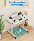 32 Inch Electric Rolling Standing Desk With Adjustable Height, Mobile Sit Stand Desk On Lockable Casters, 31.5 By 23.6 Inch Surface, White Frame And White Top, Space Saving Ergonomic Workstation For Home Office And Computer Setup