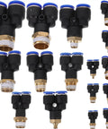 Top Tier 16 Piece Air Hose Connector Fitting Kit Made With Tough Abs And Copper For Fast Push-To-Connect Setup On Any Air Compressor Or Pressure Washer Job, 16-piece ABS copper fittings