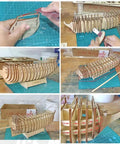 3D Wooden Ship Puzzle Kit For Adults 1:200 Laser-Cut HMS Victory Model assembly stages with realistic rigging details