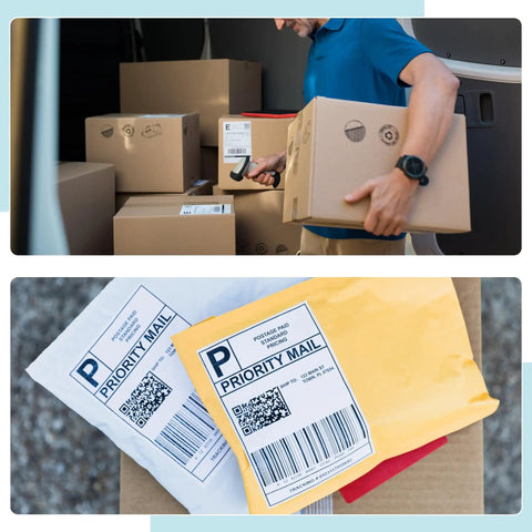 500 Count Fanfold 4x6 Thermal Labels With Perforated Line, Permanent Adhesive, Printer Friendly For Zebra And Rollo used on packages